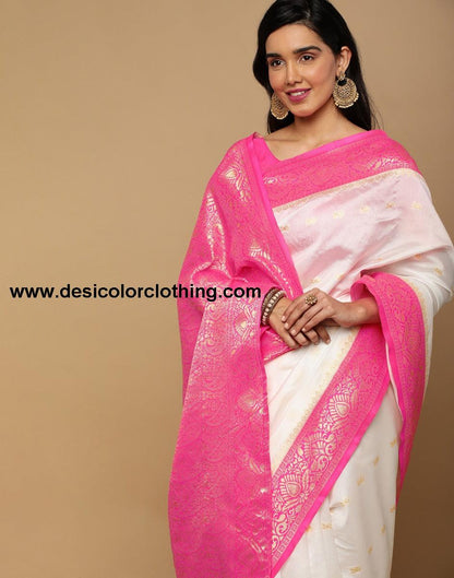 White Kanjivaram Silk Saree