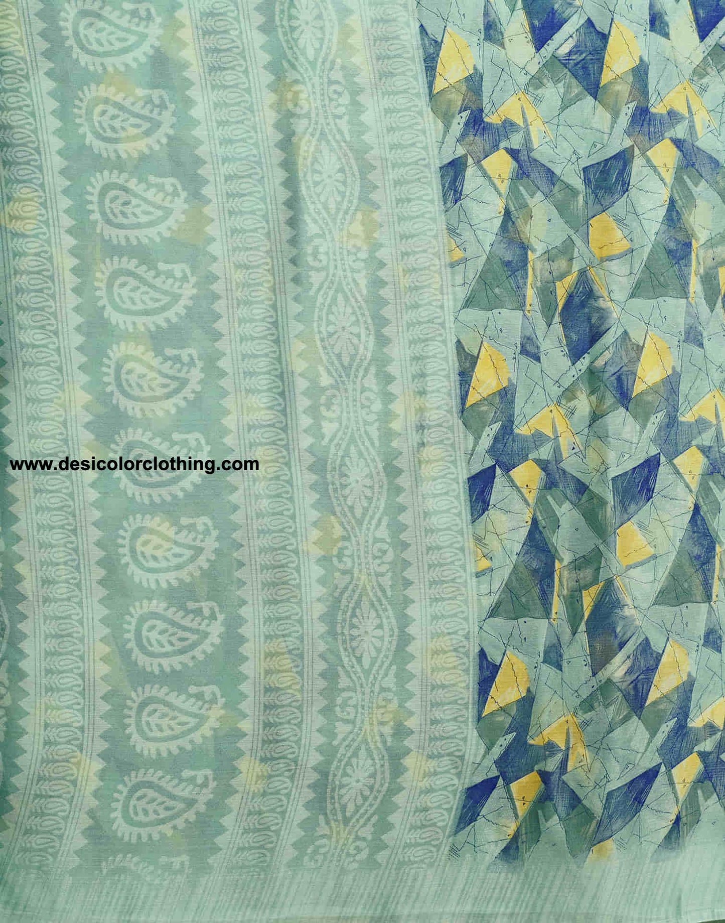 Turquoise Chiffon Printed Saree