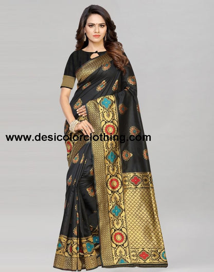 Black Banarasi Silk Saree