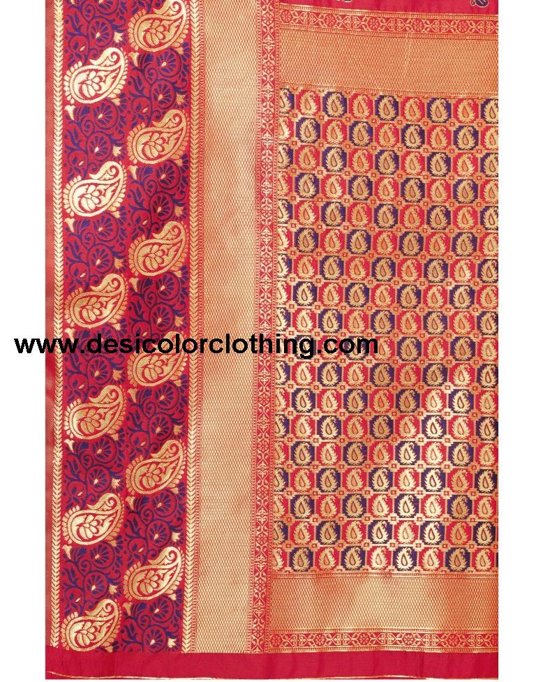 Red Coloured Poly Silk Jacquard Partywear saree