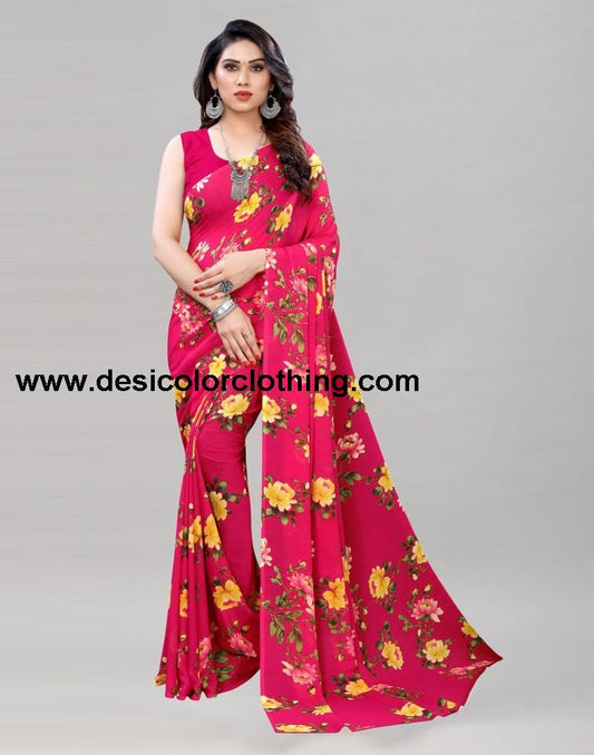 Blooming Beet Red Printed Saree | 1955S348