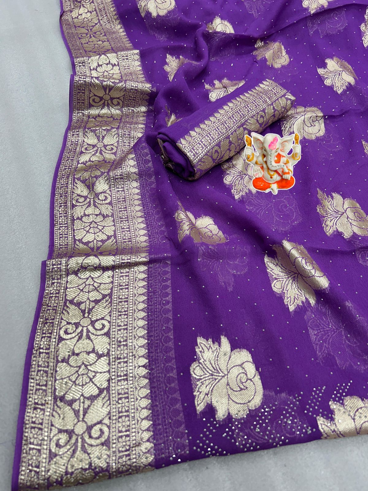 Product Image - Exquisite Blood Red Designer Saree with Viscose Zari Weaving and Diamond Work - Perfect Festive Wear