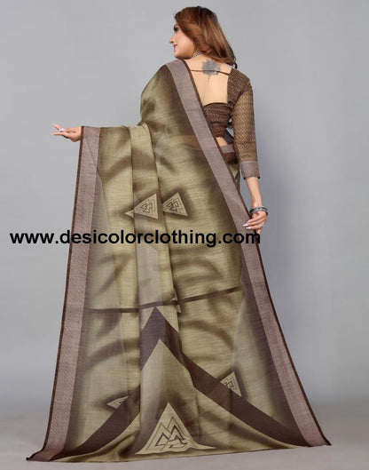 Brown Cotton Saree