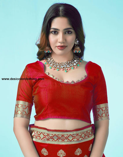 Red Jacquard Silk Saree