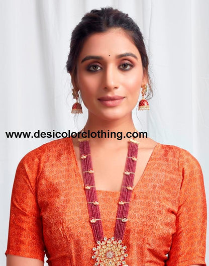 Rust Silk Printed Sarees