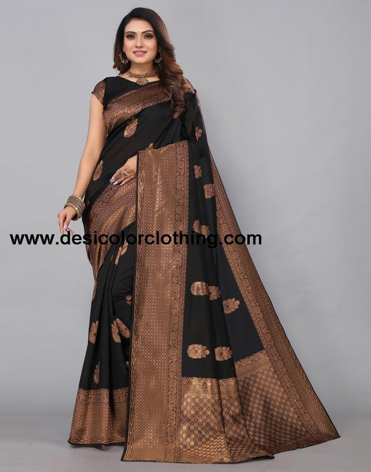 Black Banarasi Silk Saree
