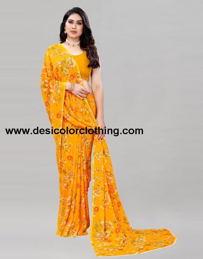 Turmeric Yellow Printed Saree | 2082S642