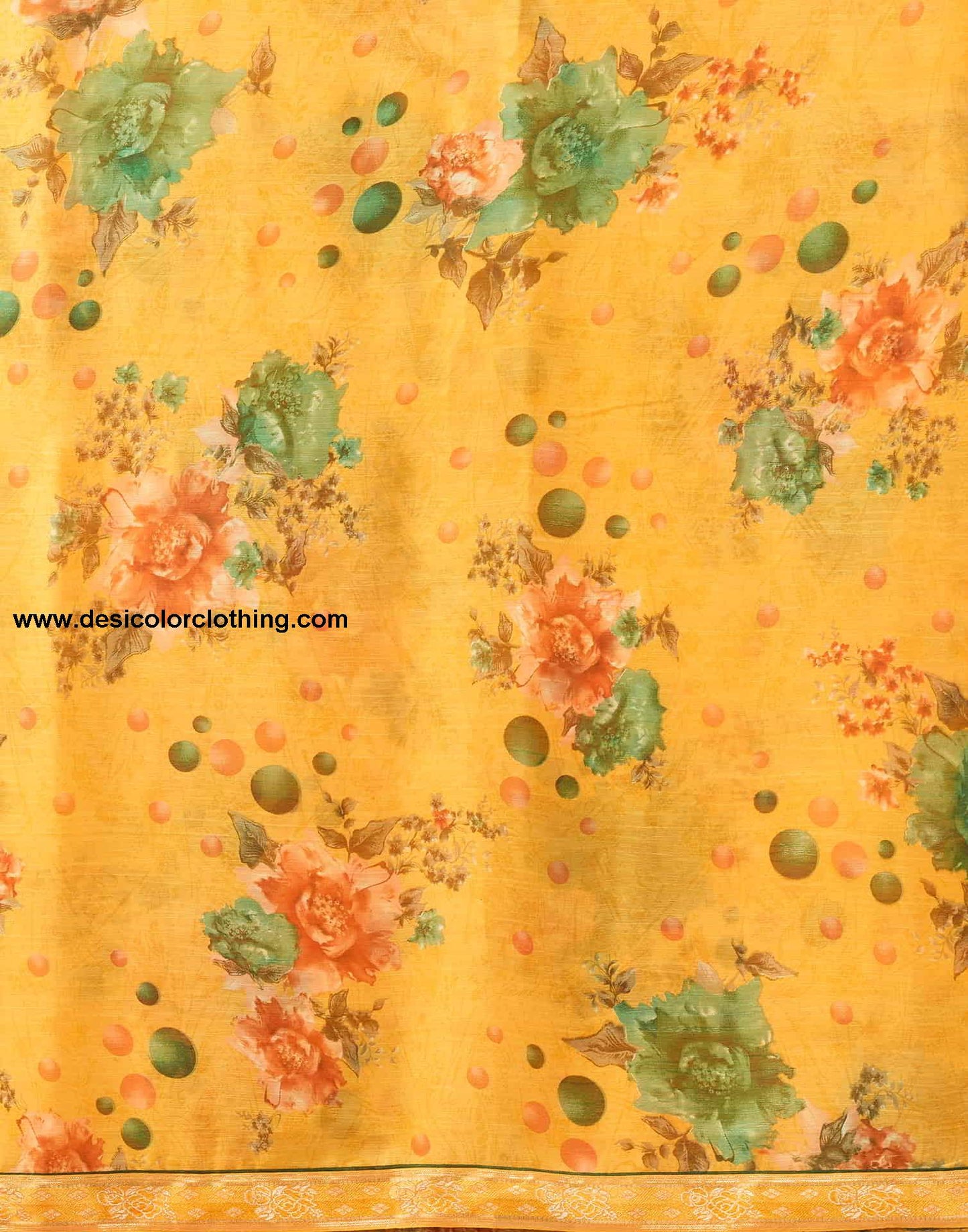 Yellow Printed Chiffon Saree