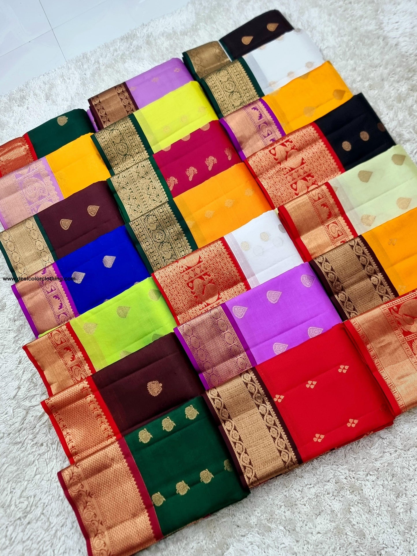 Kanchipuram 100% Pure Korvai Pattern Gold Zari Silk Saree