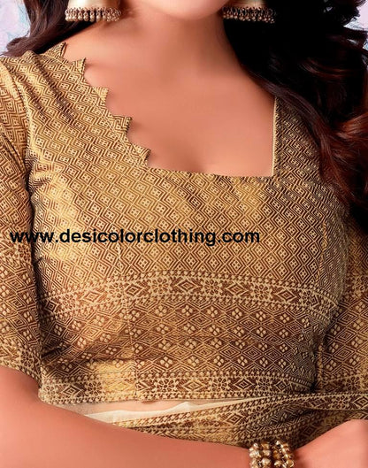 Beige Silk Plain Saree