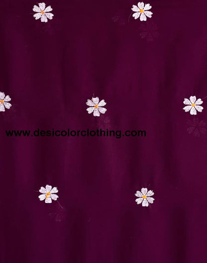 Deep Purple Georgette Embroidery Saree