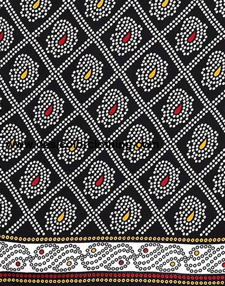 Black Printed Cotton Unstitched Salwar Suit Material
