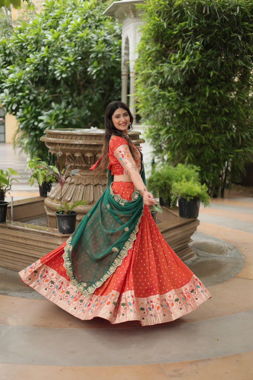 Product Image - Designer Cosmos Jacquard Lehenga Choli with Dupatta - Elegant Festive & Wedding Attire
