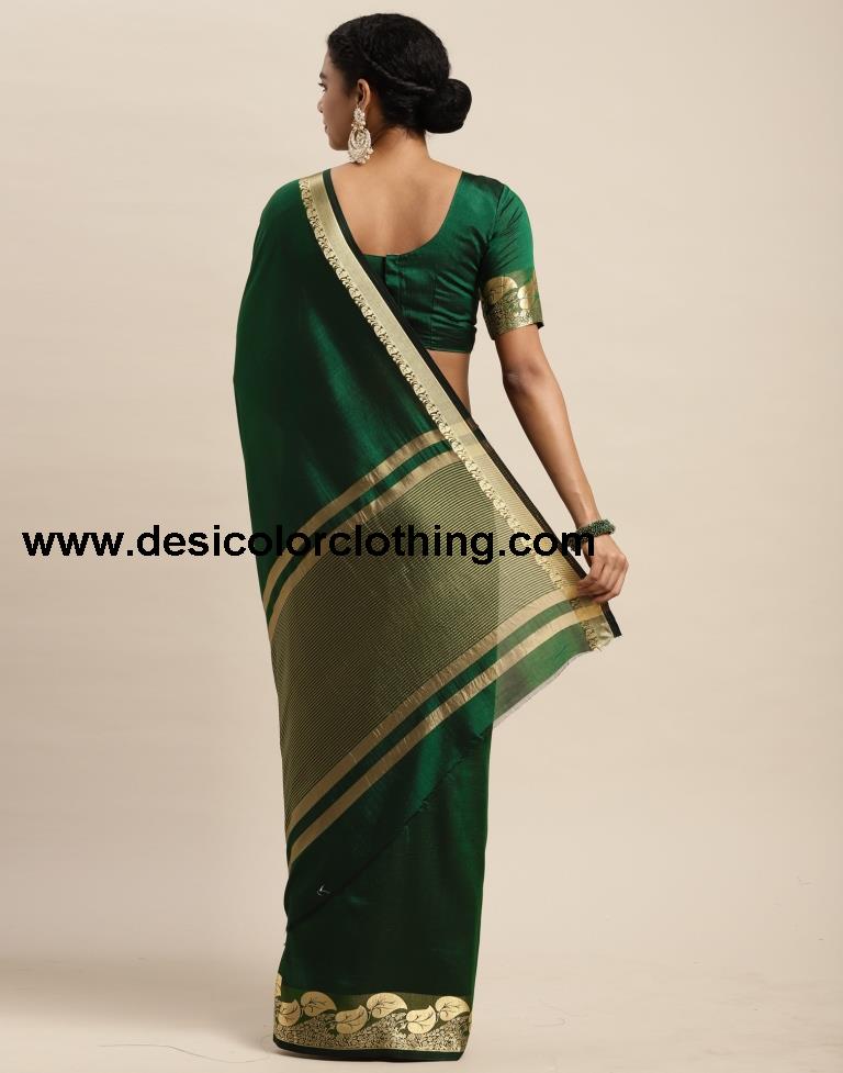 Bottle Green Silk Saree