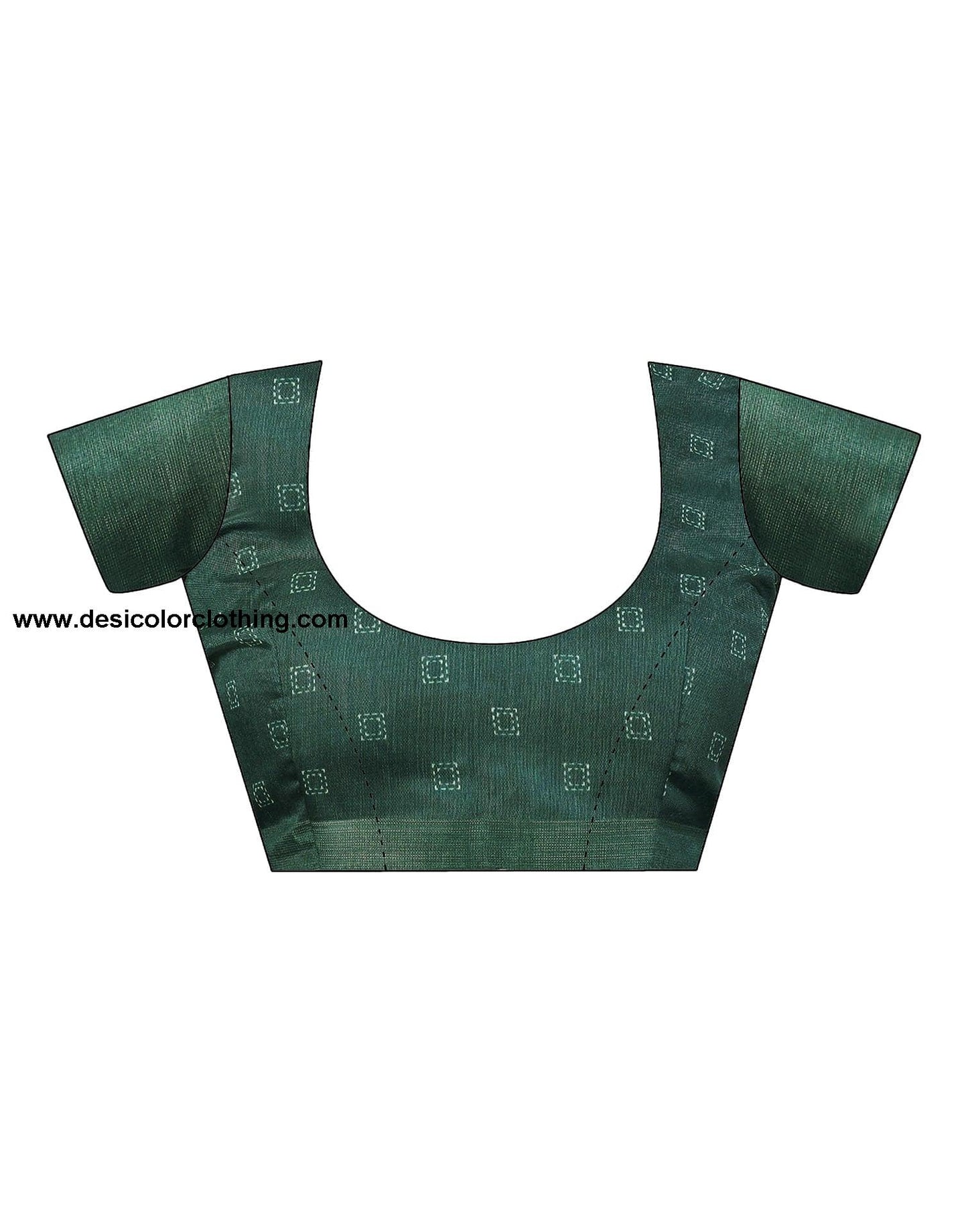 Dark Green Cotton Printed Saree