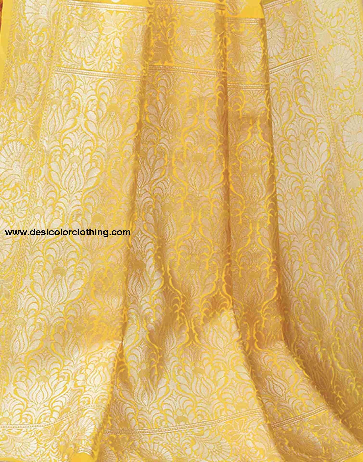 Yellow Cotton Plain Saree