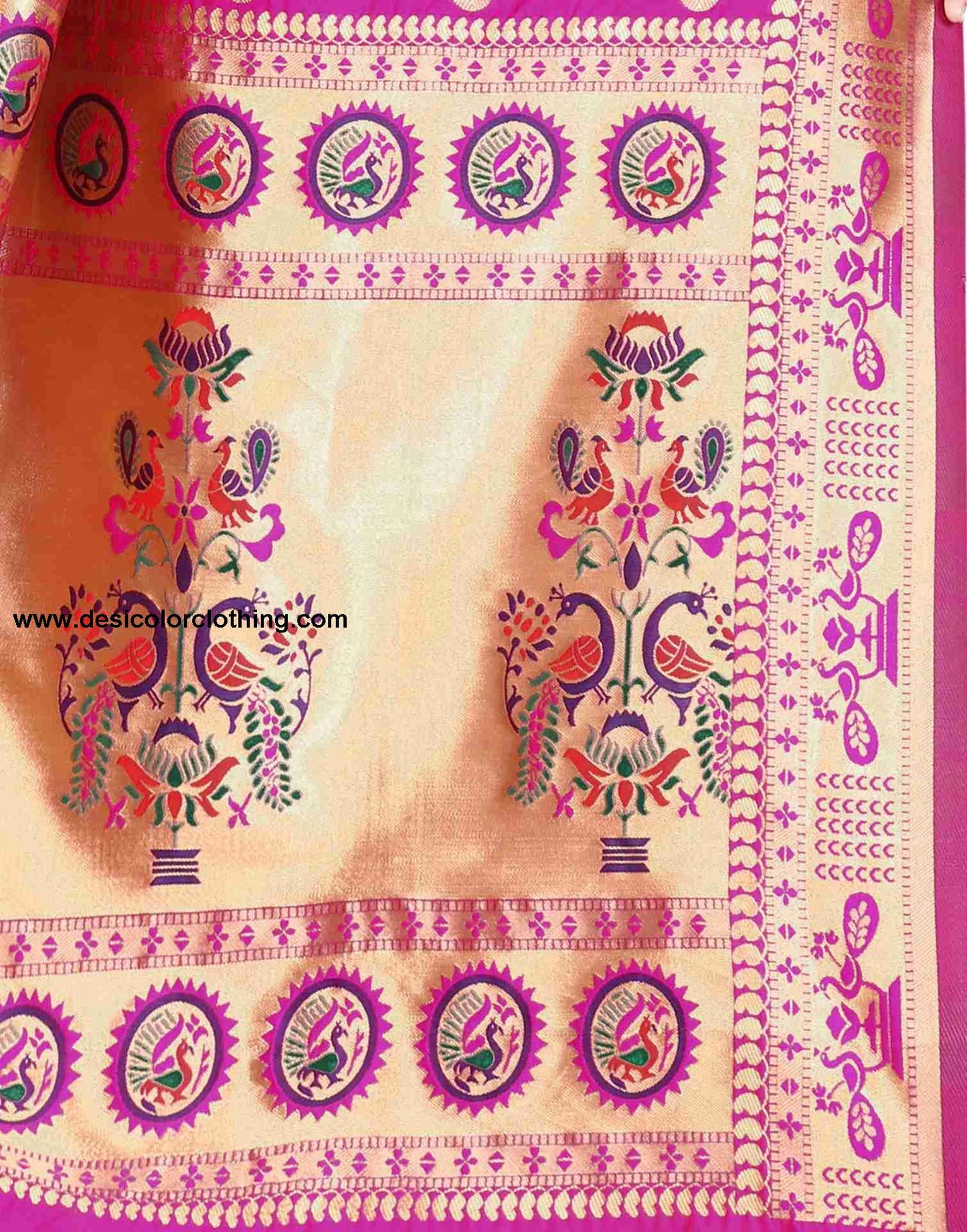 Pink Silk Plain Saree
