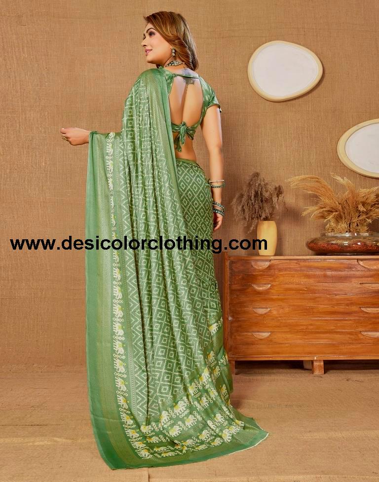 Pista Green Printed Saree