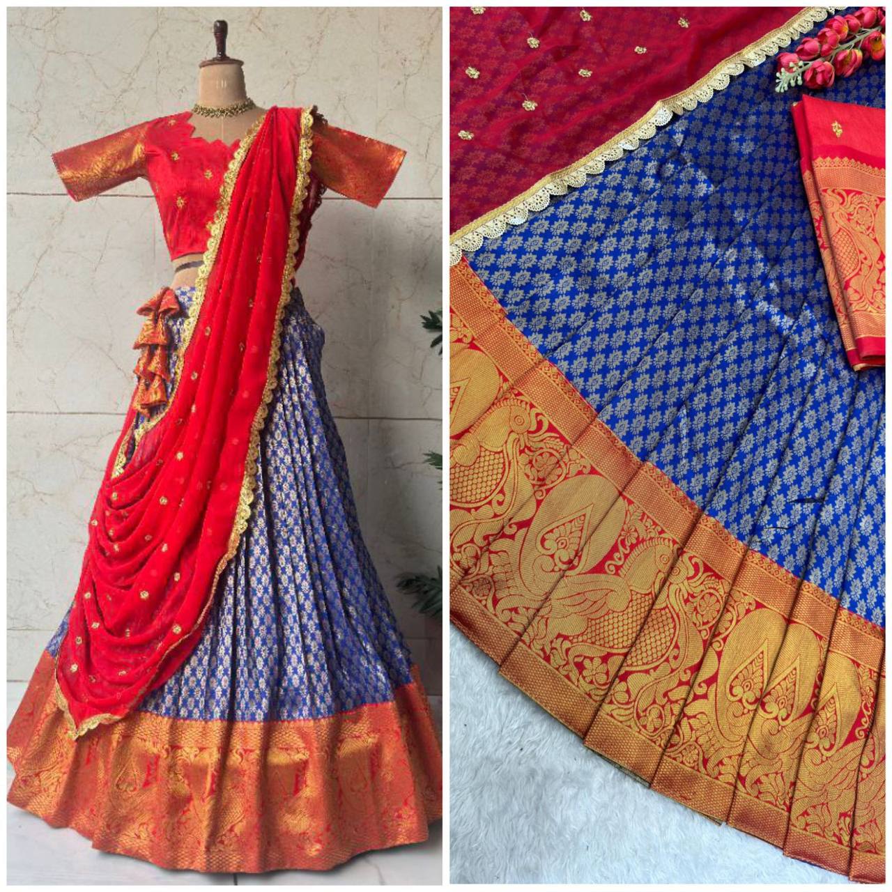 Product Image - Designer Kanjivaram Silk Lehenga Set