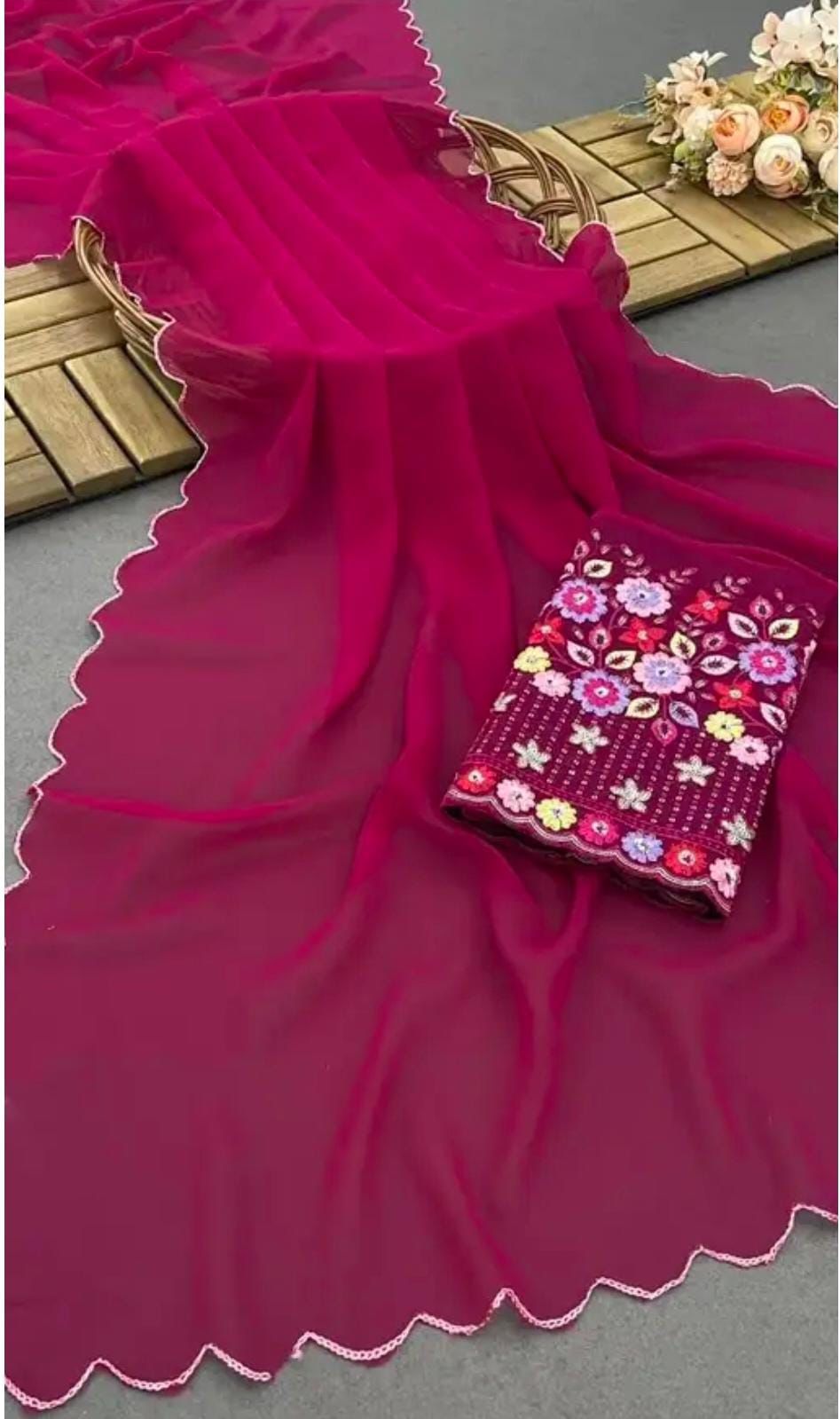 Product Image - Fancy georgette saree