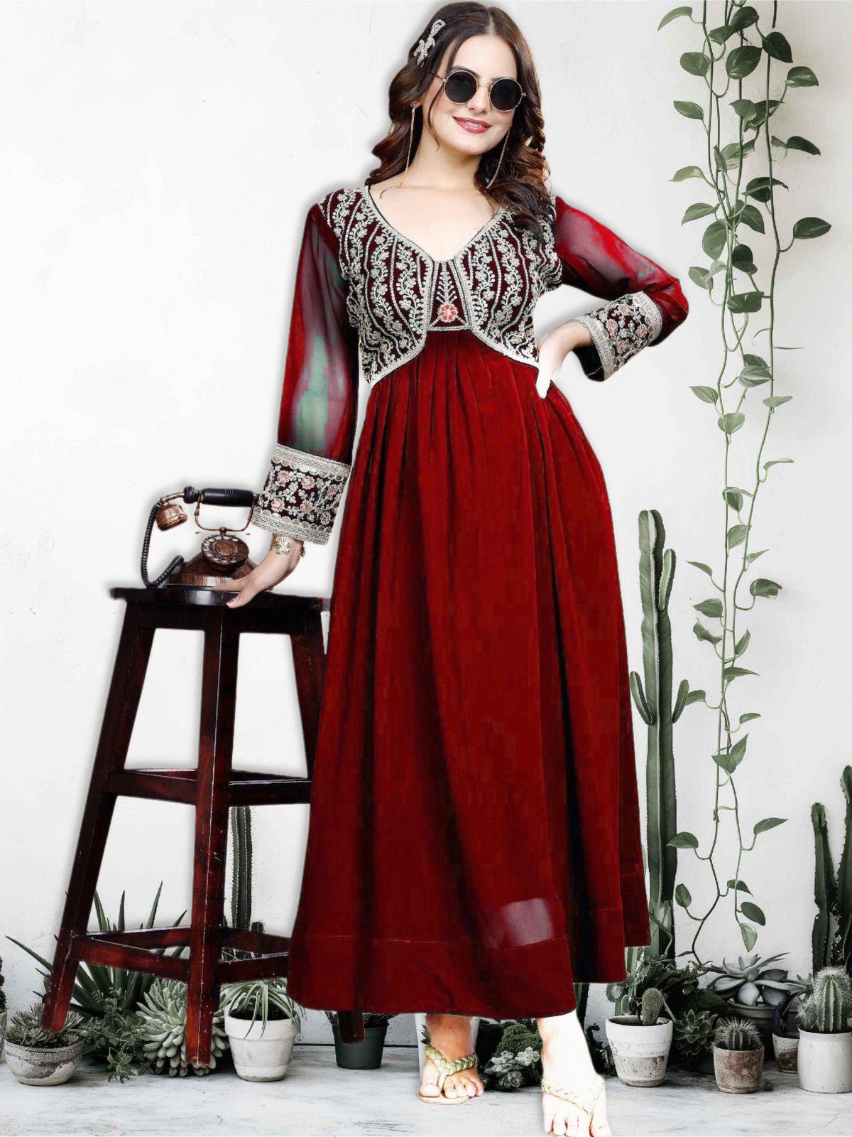 Product Image - Premium Designer Faux Georgette Gown for Women - Ethnic & Festive Wear