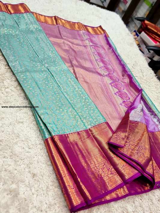 Kanchipuram Meenakari Pattern Bridal Blended High Quality Budget Silk Sarees