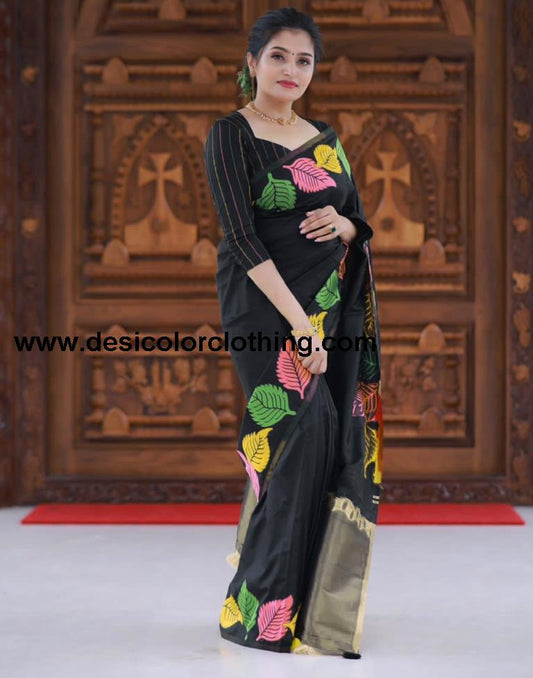 Black Silk Woven Sarees