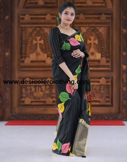 Black Silk Woven Sarees