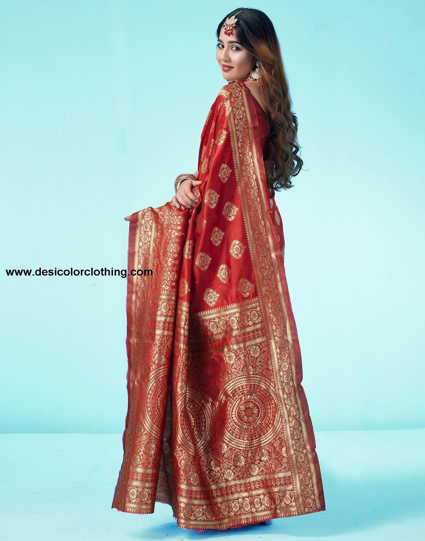 Red Jacquard Silk Saree