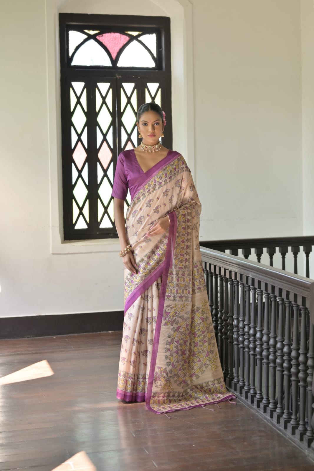Product Image - Designer Tussar Silk Saree with Madhubani Prints - Festive & Wedding Wear