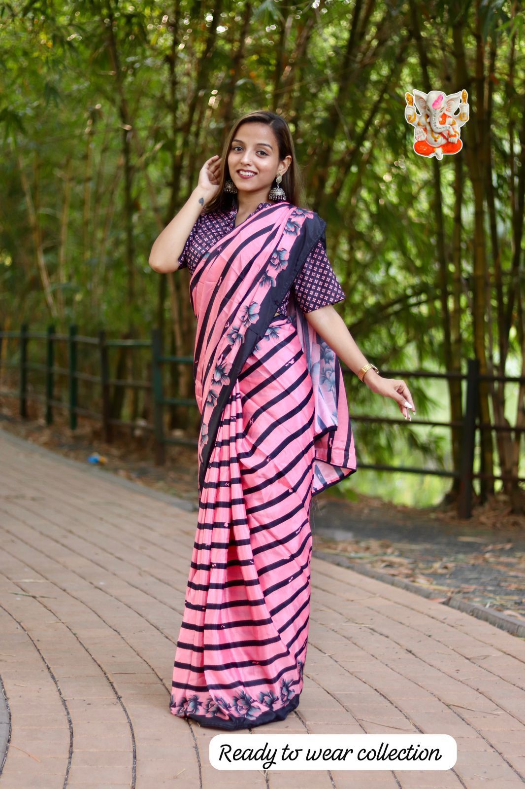 Product Image - Elegant Chinon Silk Saree - Ready to Wear Ethnic Collection