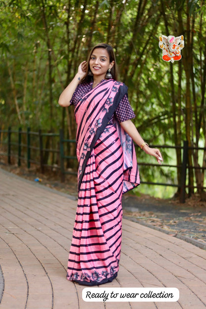 Product Image - Elegant Chinon Silk Saree - Ready to Wear Ethnic Collection
