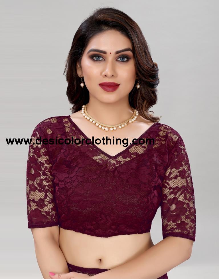 Wine Coloured Russel Net Partywear saree