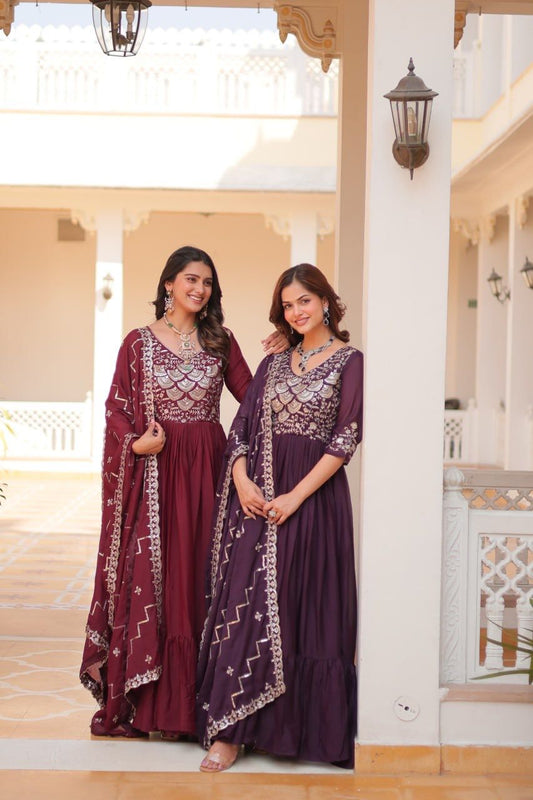 Product Image - Designer Georgette Festive Gown with Dupatta