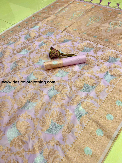 Pure Silk Saree with Minakari Work and Original Jari