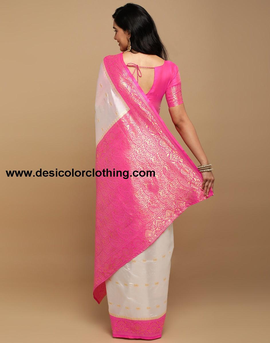 White Kanjivaram Silk Saree