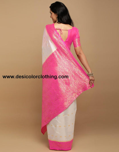 White Kanjivaram Silk Saree