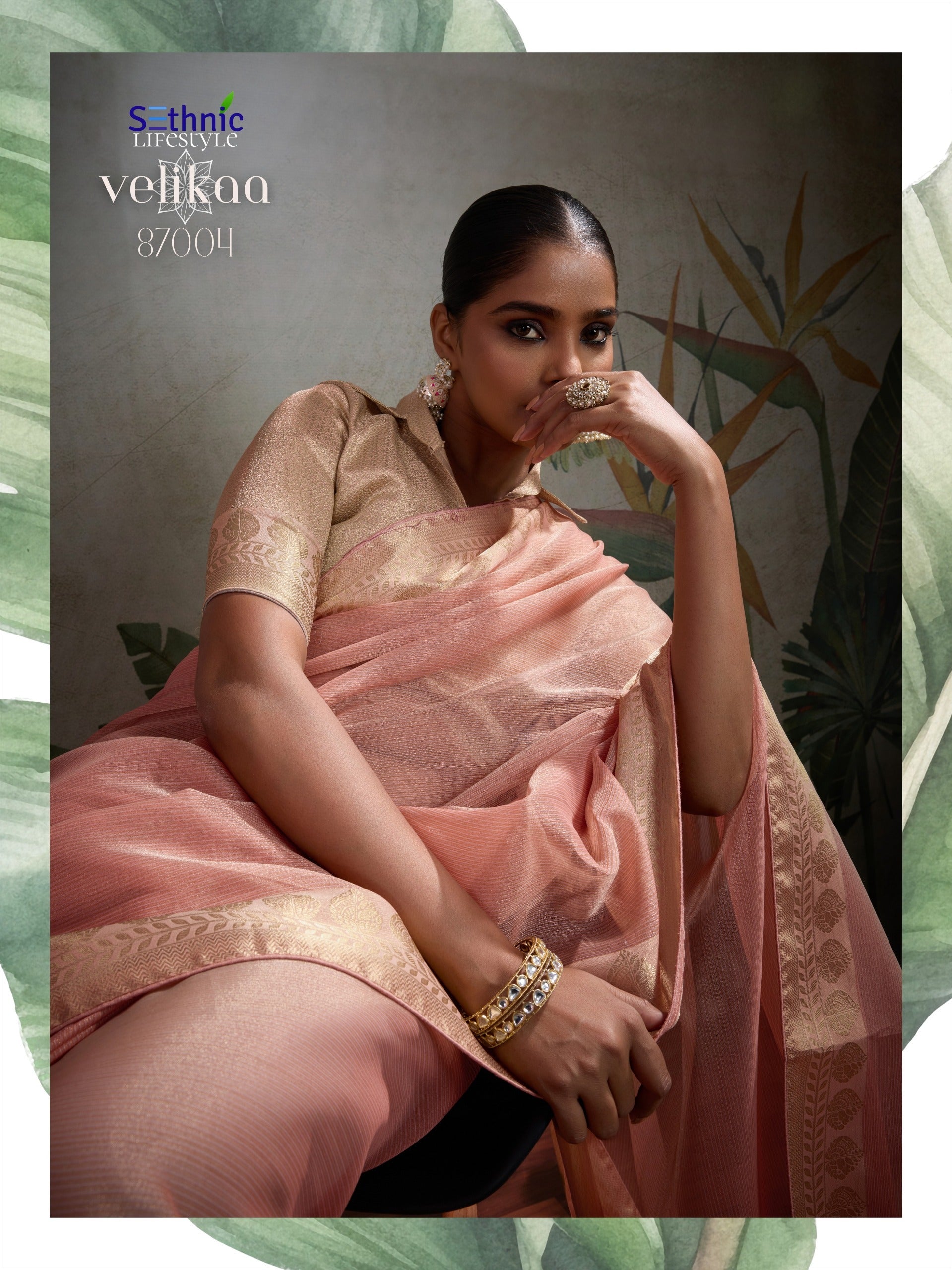 Product Image - Designer Tissue Silk Saree with Woven Patta & Pallu