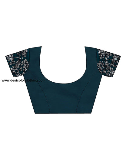 Blue Swarovski Georgette Stone Work Saree