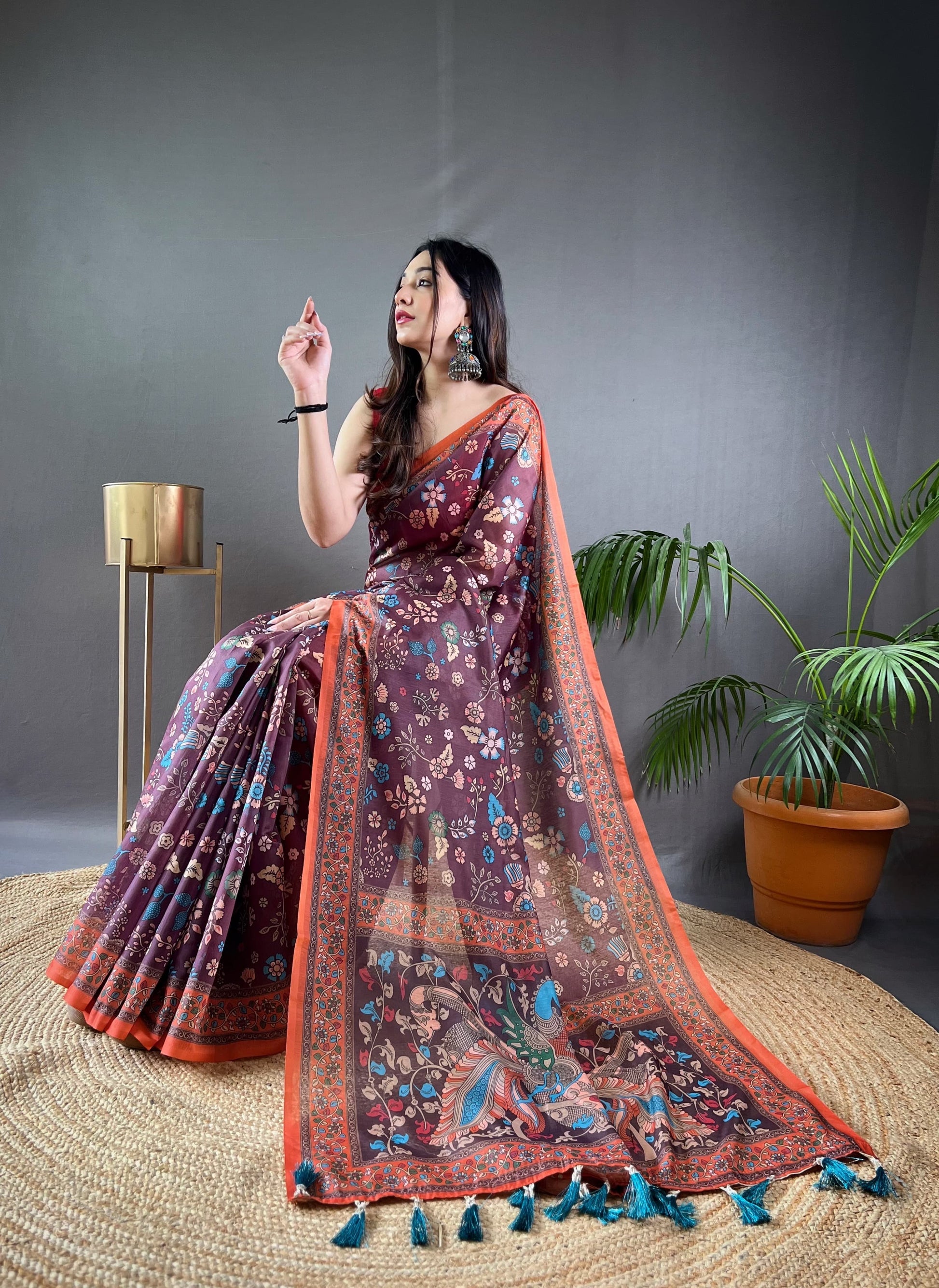 Product Image - Designer Malai Cotton Kalamkari Saree – Perfect Ethnic Wear