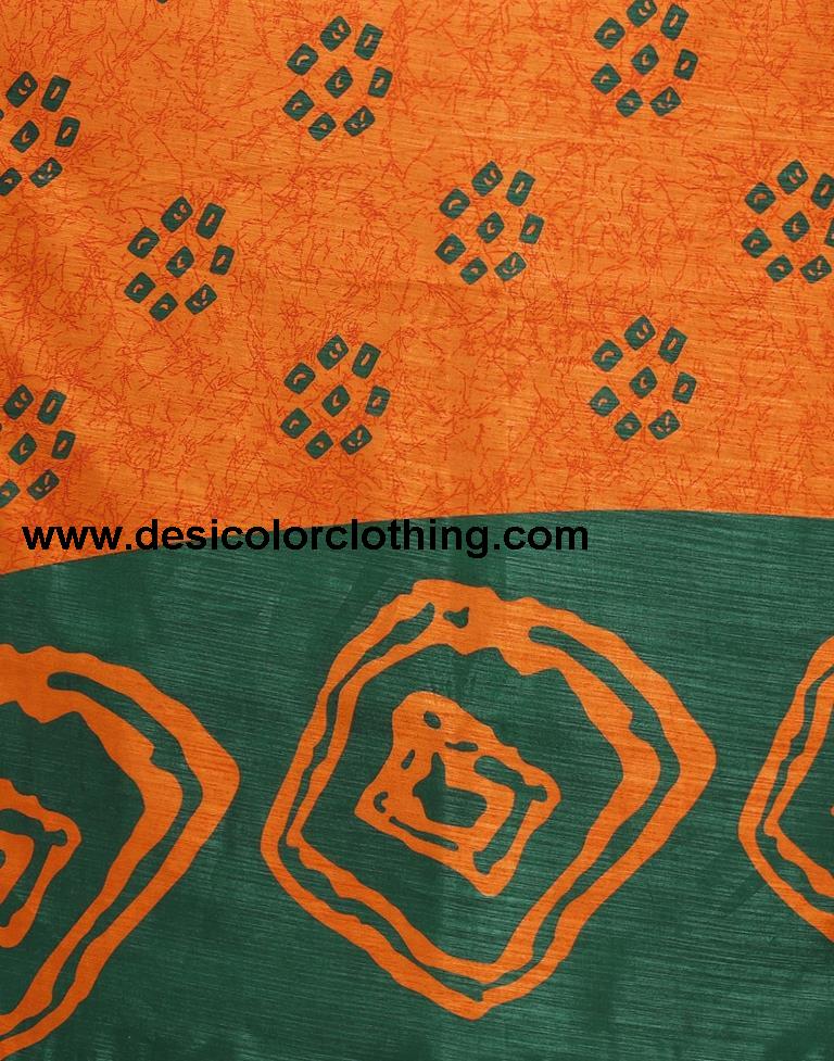Dark Orange Bandhani Cotton Saree