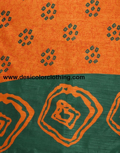 Dark Orange Bandhani Cotton Saree