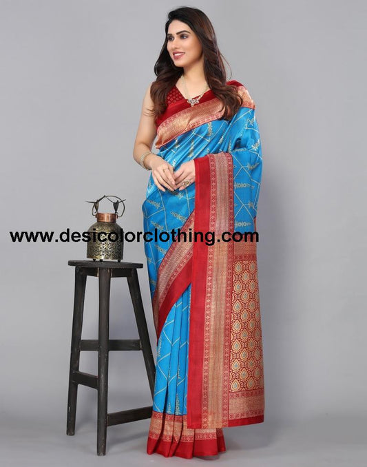 Sky Blue Banarasi Silk Saree