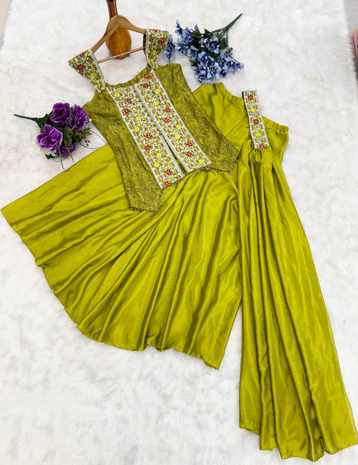 Product Image - Elegant Designer Saree and Palazzo Set