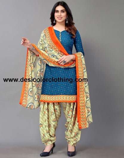 Printed Polyester Unstitched Salwar Suit Material