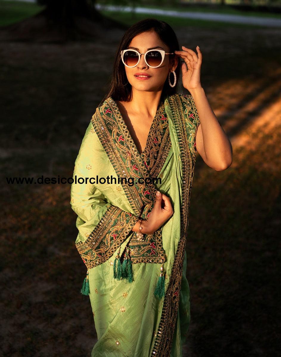 Pista Green Silk Saree | 2244S182