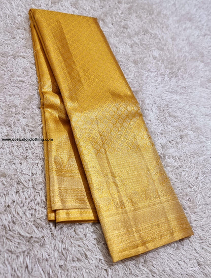 Kanchipuram 100% Pure Handwoven 1G Gold Tissue Bridal Silk Saree