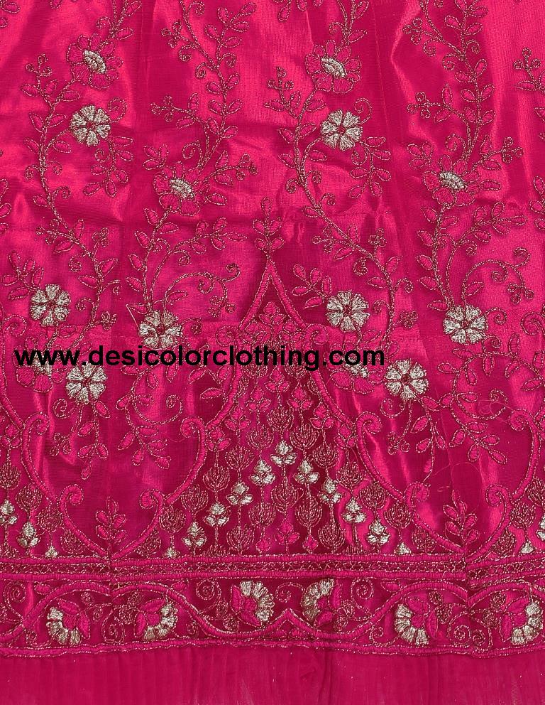 Blooming Pink Coloured Net Emroidery Casual Wear Lehenga | SLV113L10322