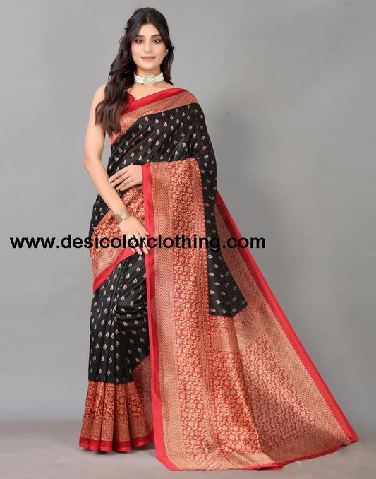 Black Printed Silk Saree