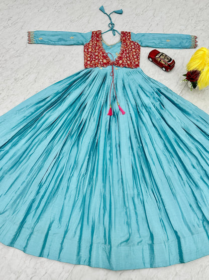 Product Image - Designer Bandhej Gown with Attached Shrug - Perfect Wedding & Festive Attire